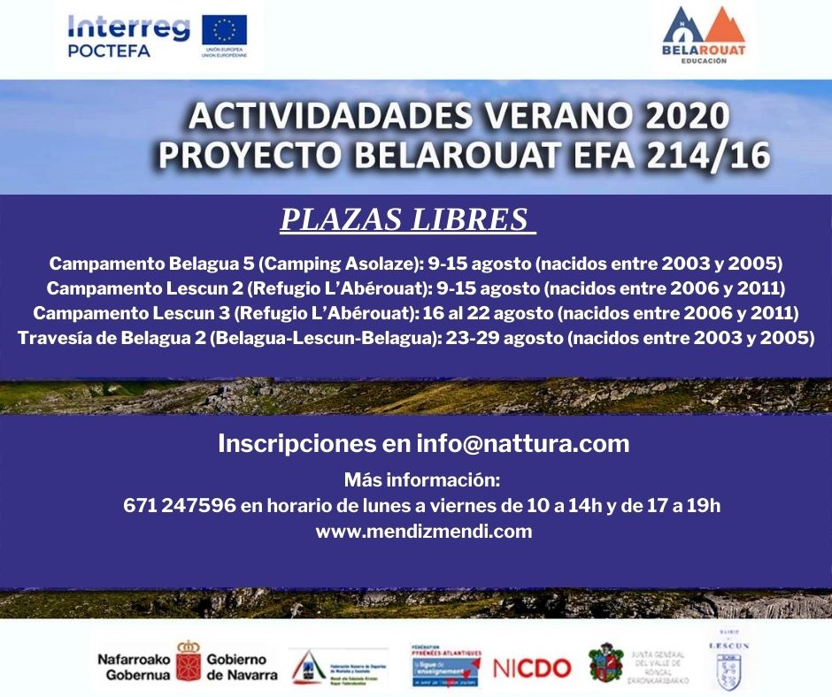 PLAZAS LIBRES ACTIVIDADES VERANO BELAROUAT